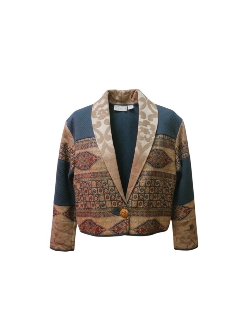 Vintage Flashback Patchwork Cropped Blazer